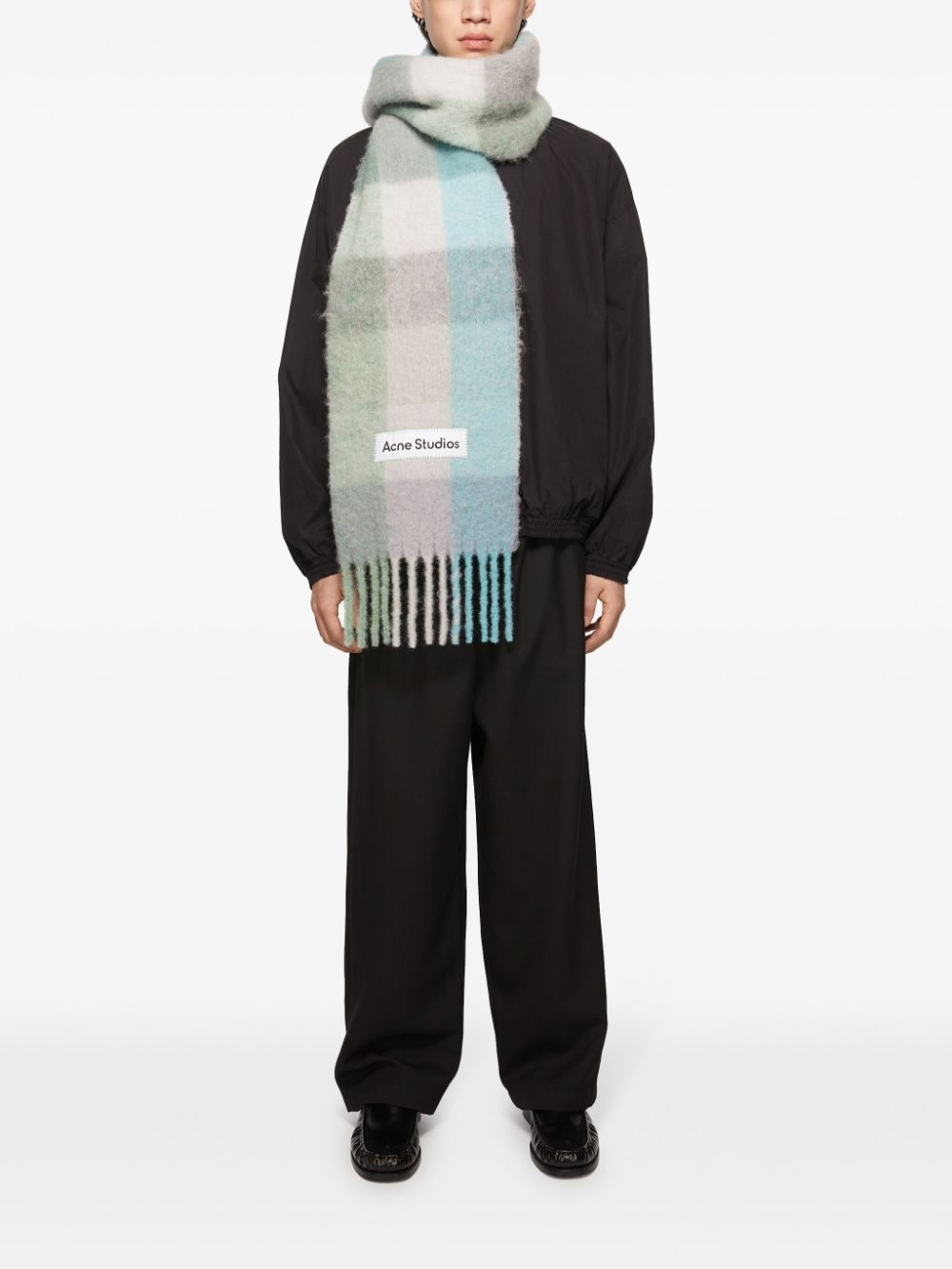 logo-patch checked scarf - 5