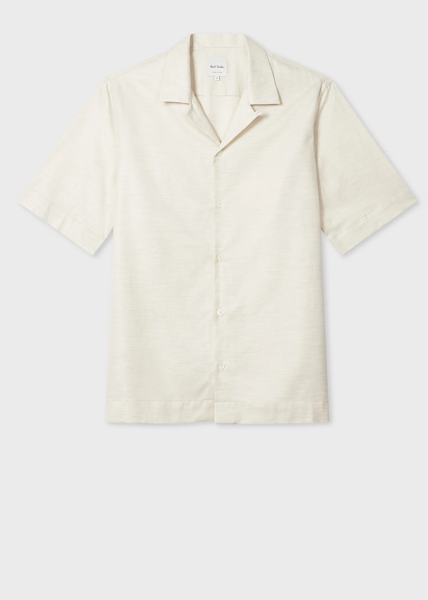 Cream Brushed Cotton-Twill Short-Sleeve Shirt - 1