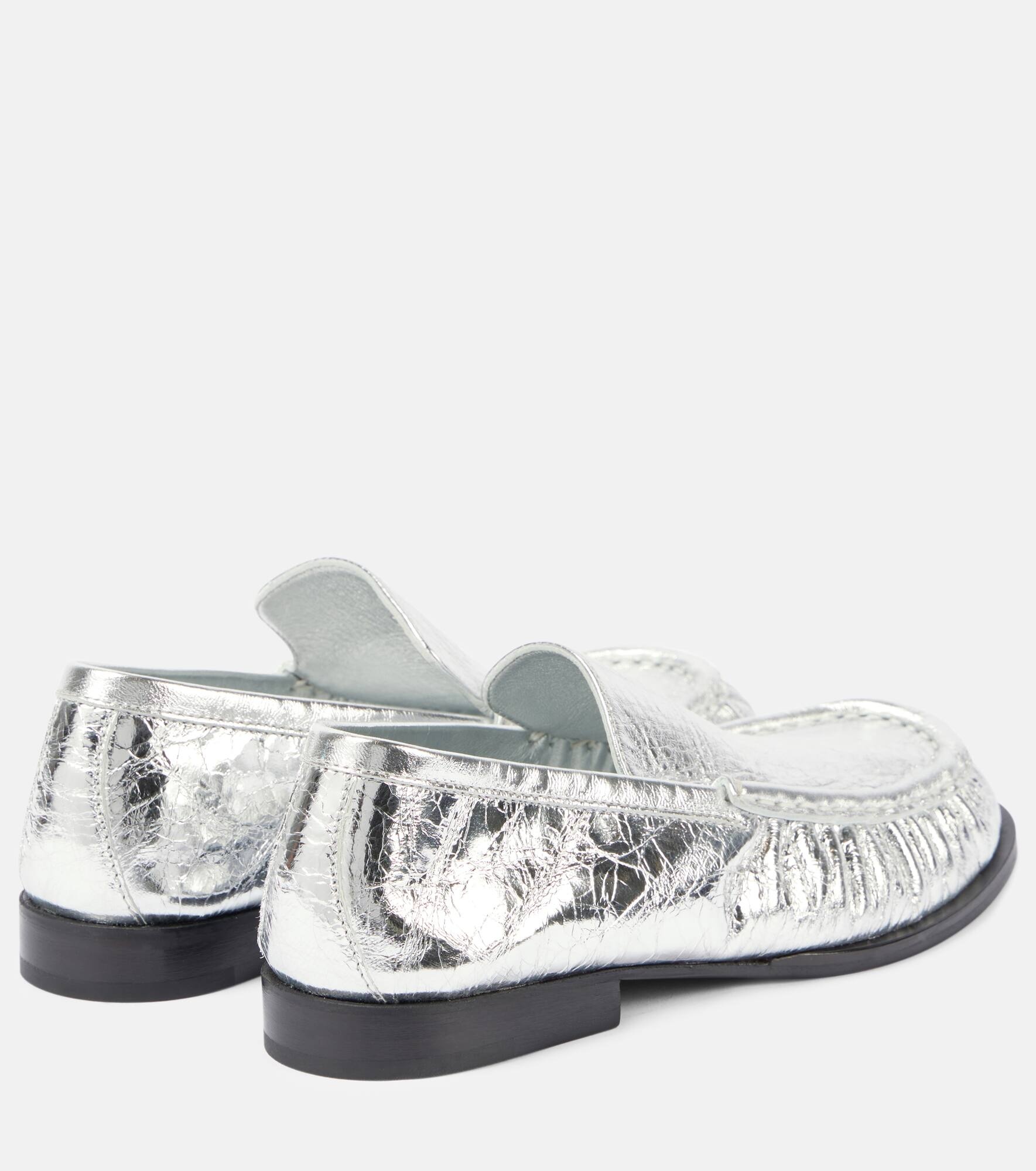 Metallic leather loafers - 3