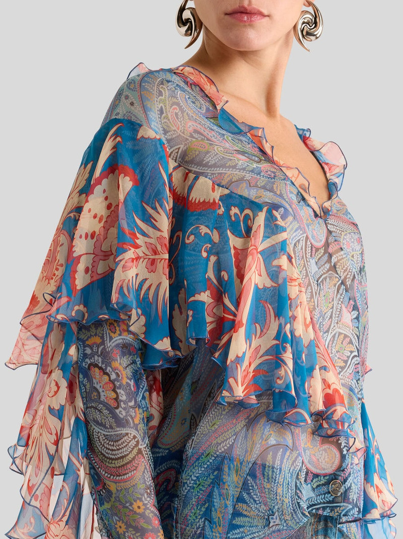 Etro LONG-SLEEVED SILK BLOUSE WITH RUFFLES AND FLORAL MOTIF outlook