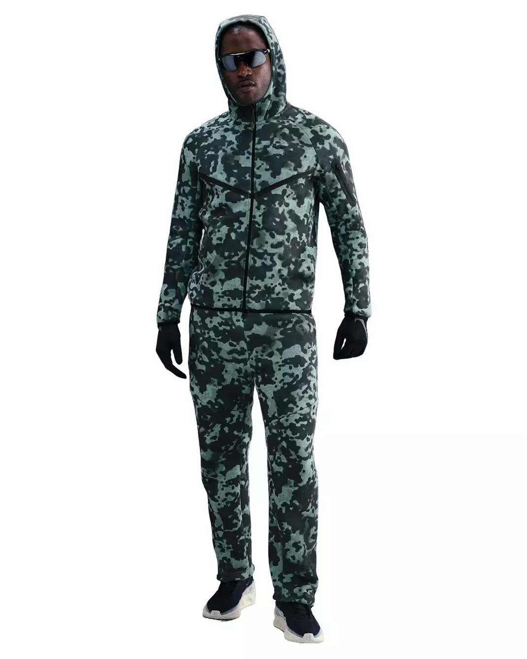 Men's Tech Full-Zip Fleece Camo Windrunner Jacket - Green - 4