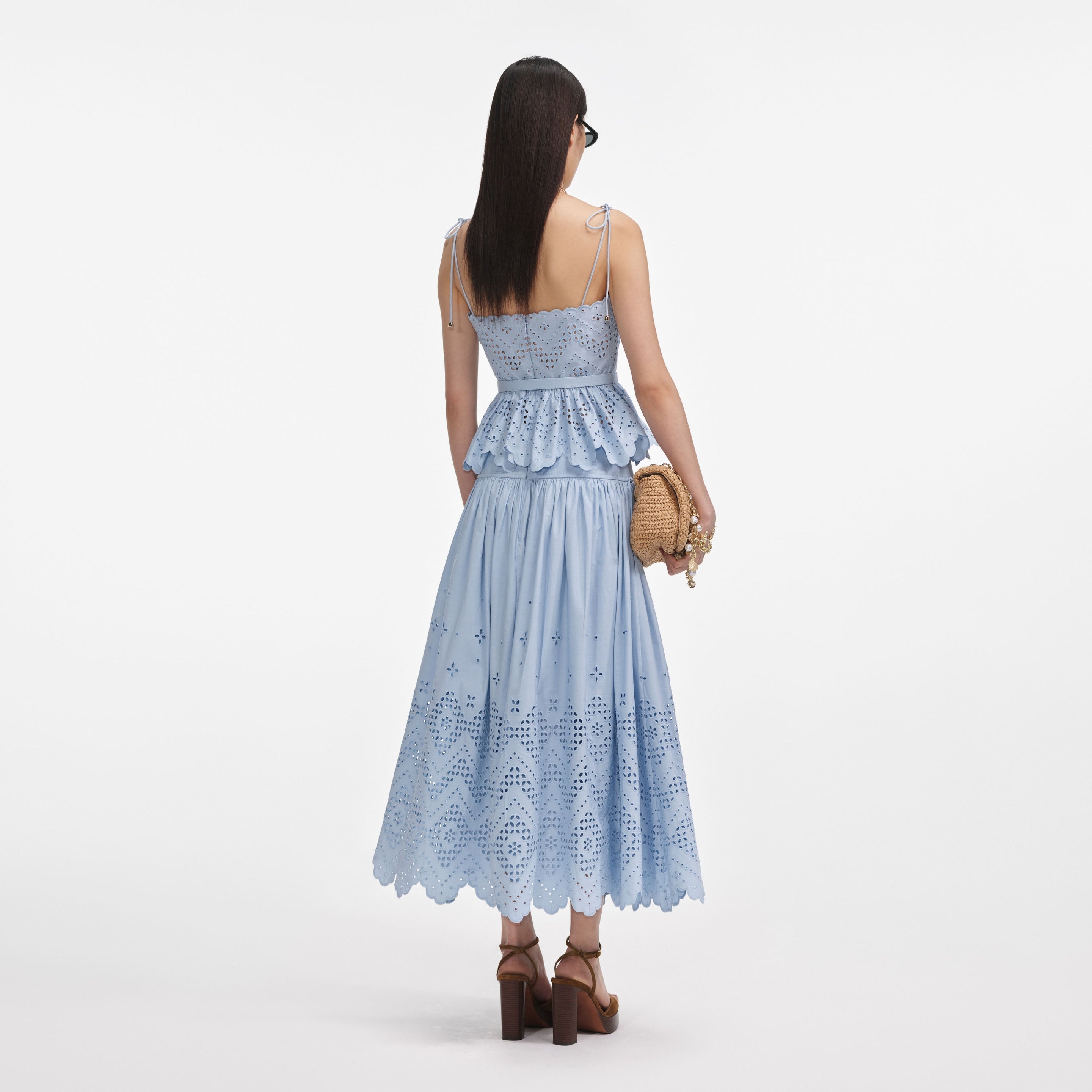 Blue Cotton Broderie Top - 3