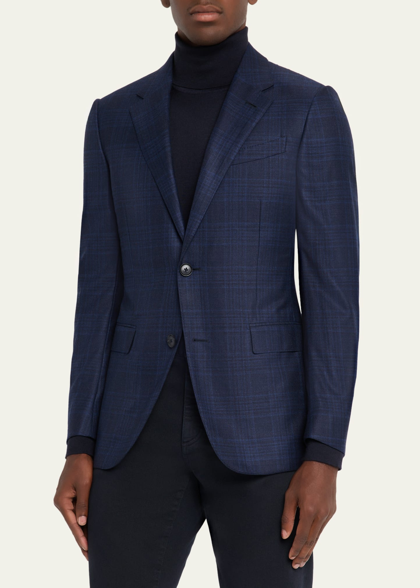 Men's Wool Tonal Plaid Single-Breasted Sport Coat - 4