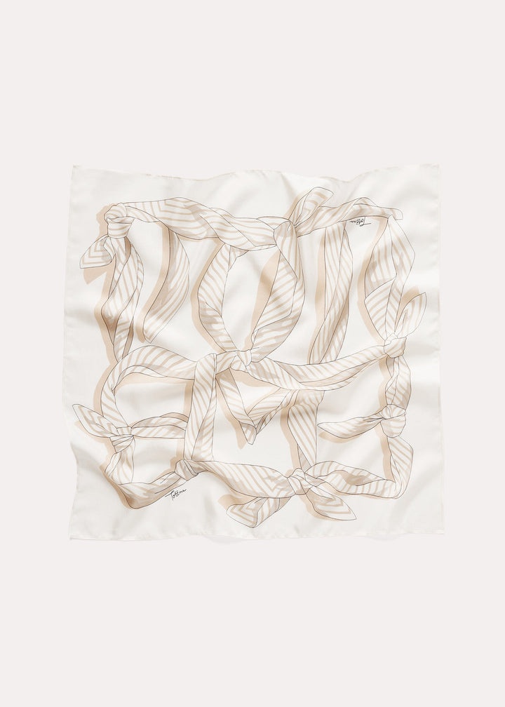 Knotted monogram silk scarf vanilla - 6