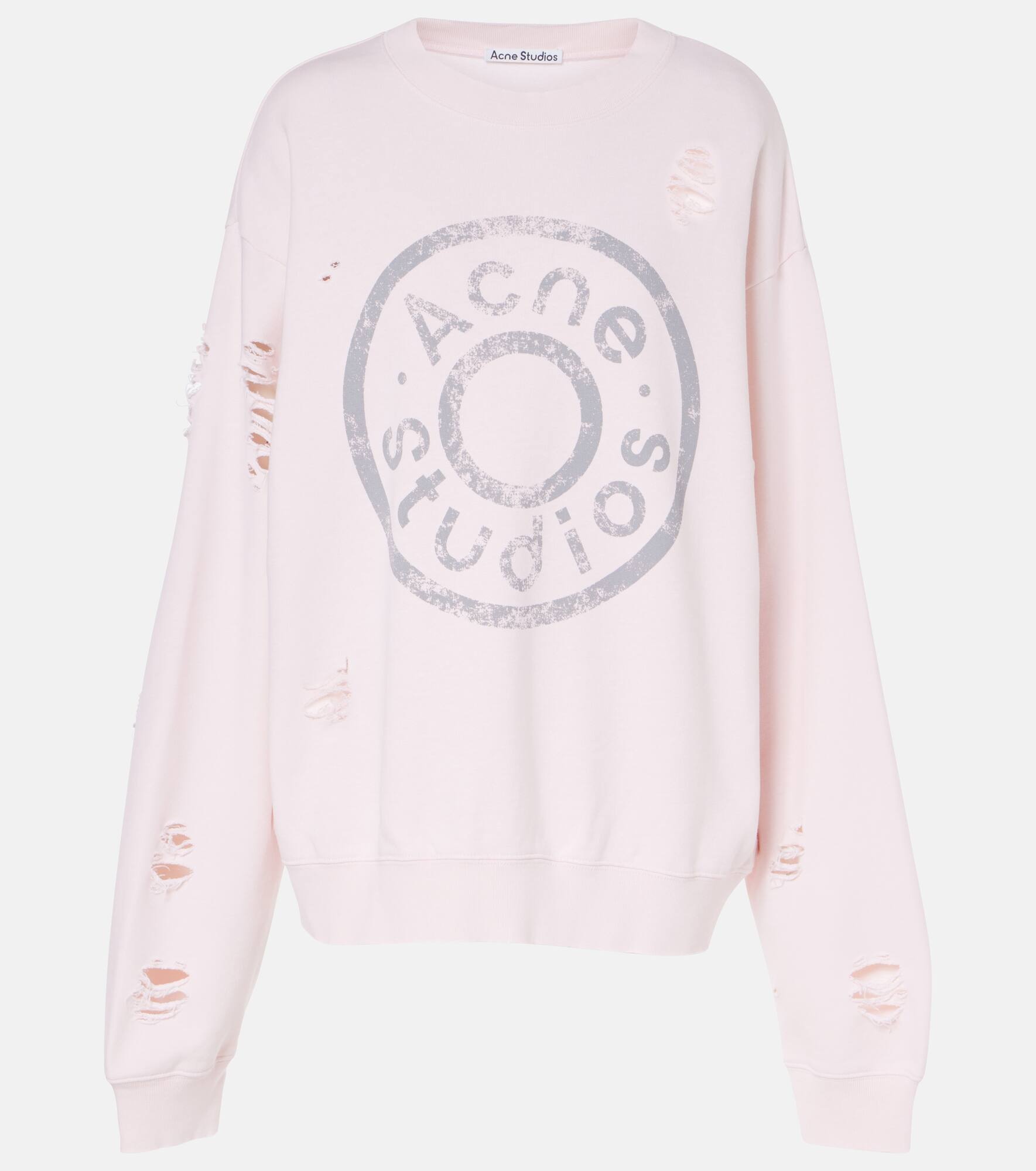 Logo distressed cotton-blend sweatshirt - 1