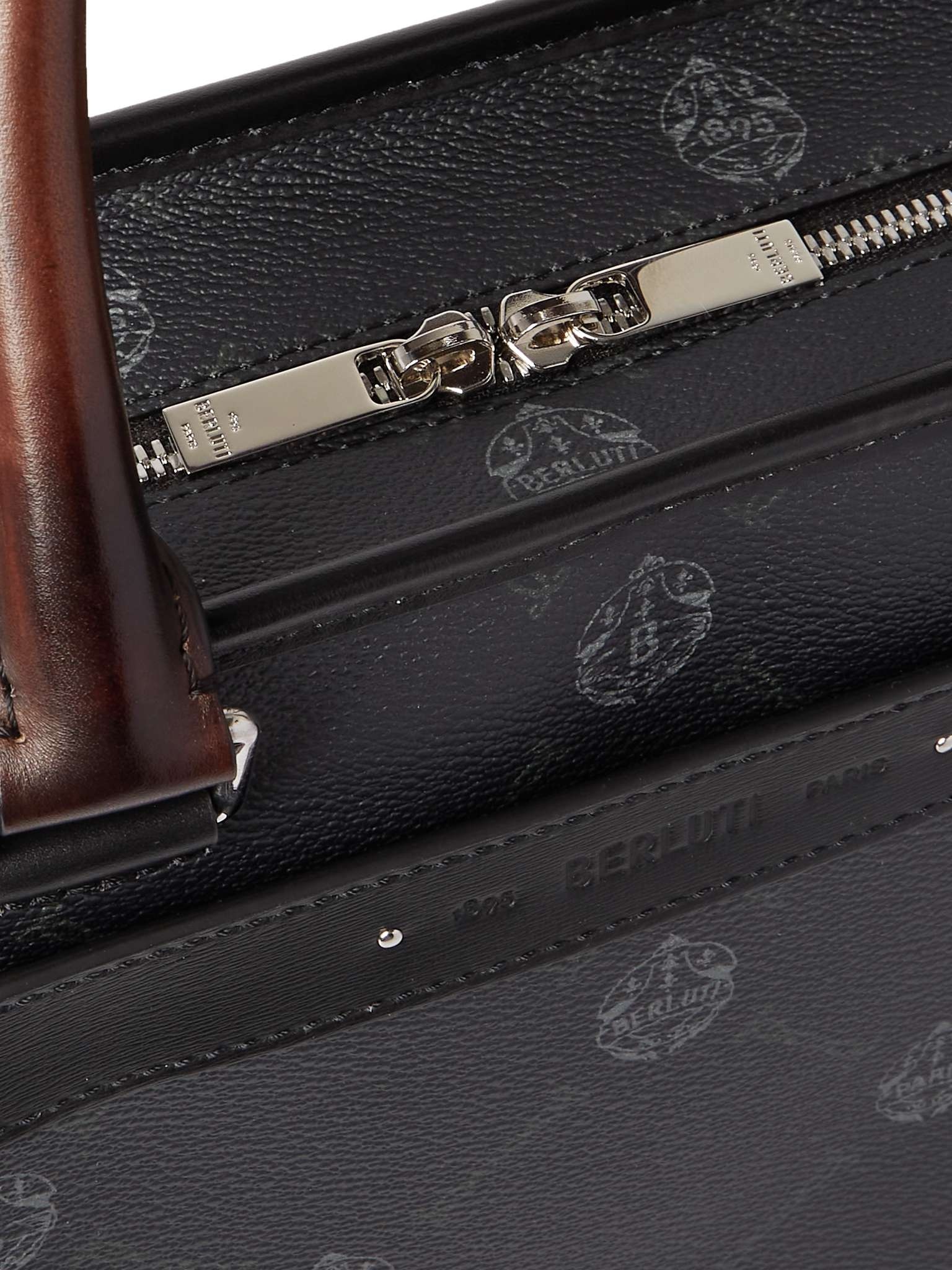 Logo-Print Full-Grain Leather Briefcase - 4