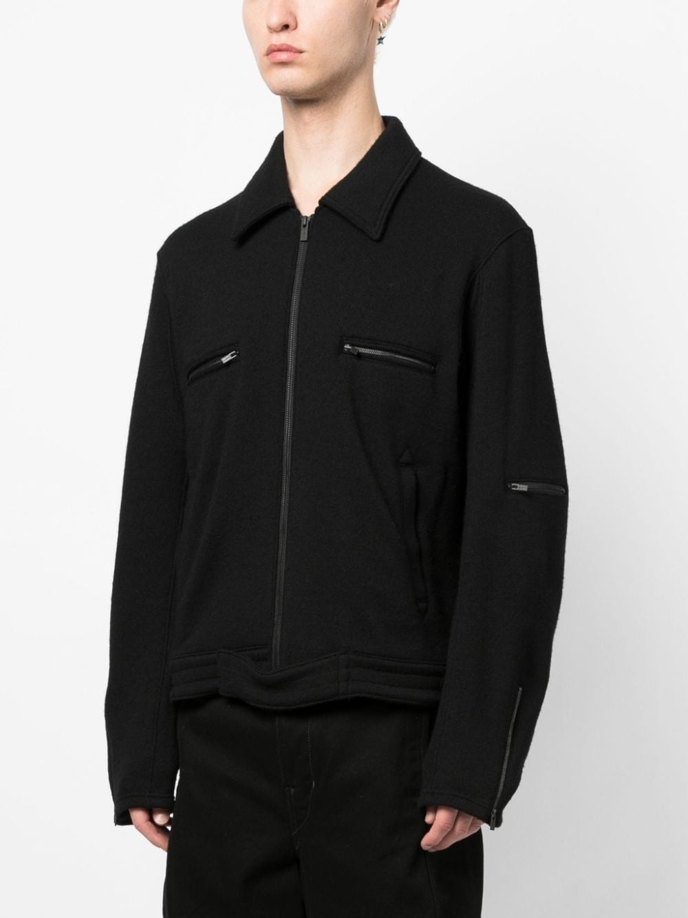 zipped biker jacket - 5