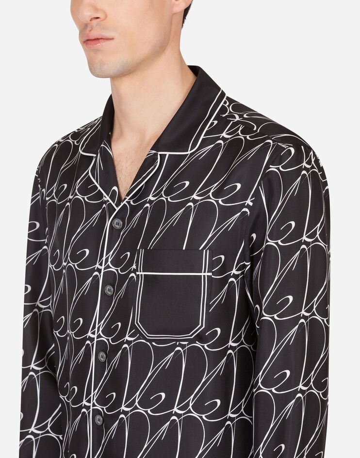 Silk pajama shirt with all-over DG print - 4