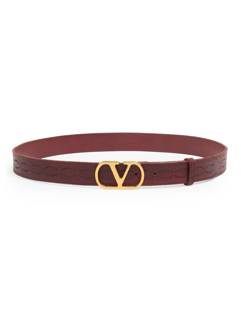 Men's VLogo Signature Calfskin Belt 30MM - Red 1