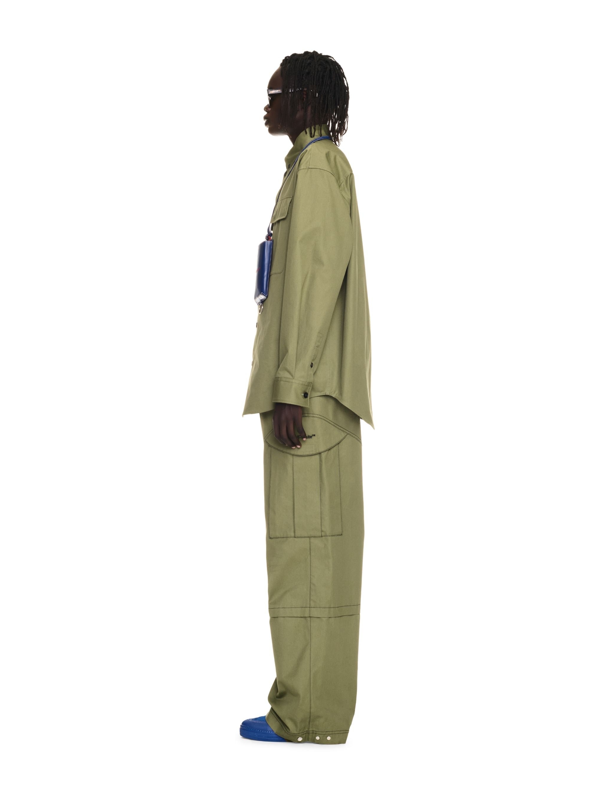 Military Green Cotton Arrow Cargo Pants - 3