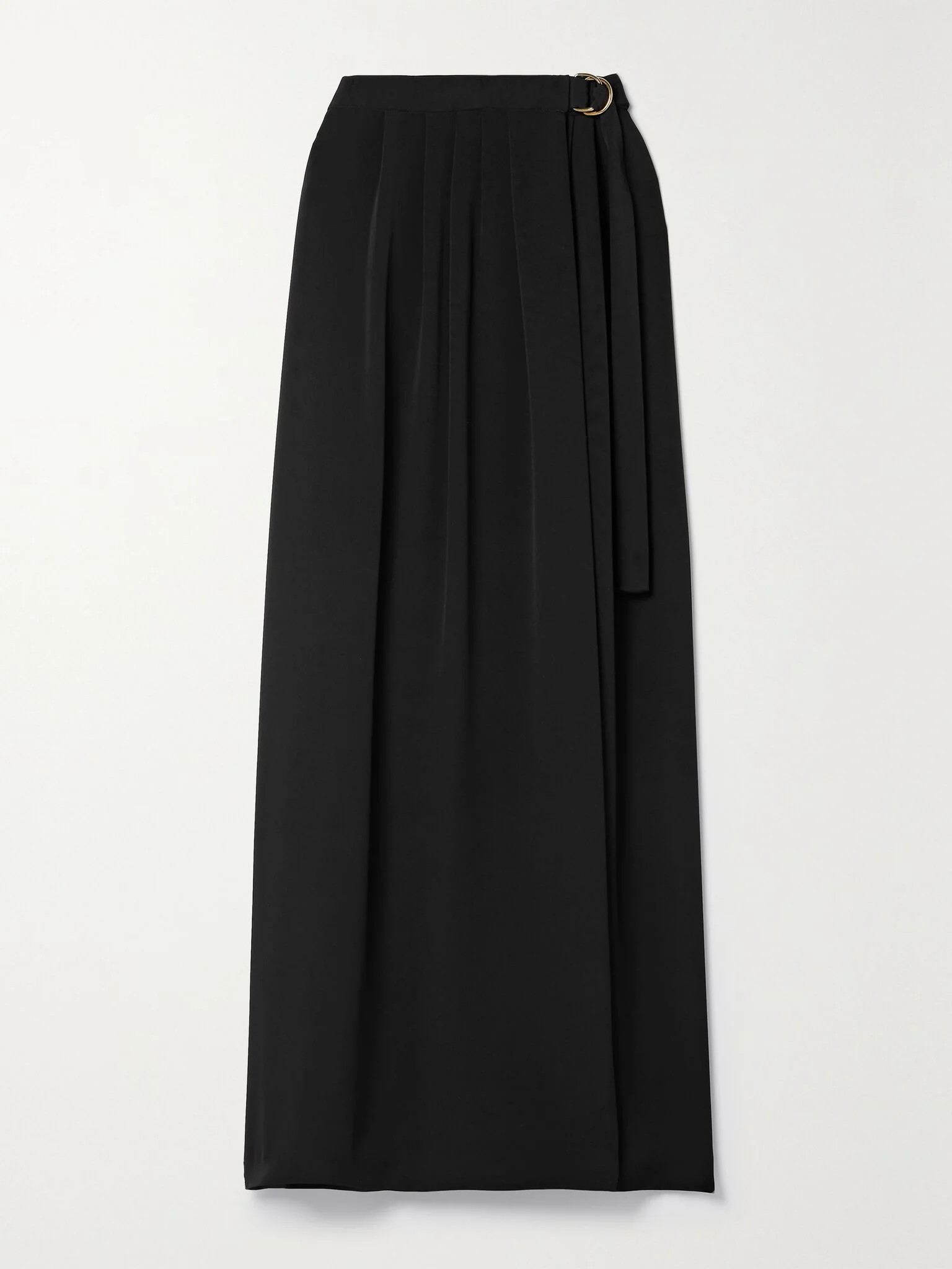 Athina pleated silk-cady maxi wrap skirt Black - 1