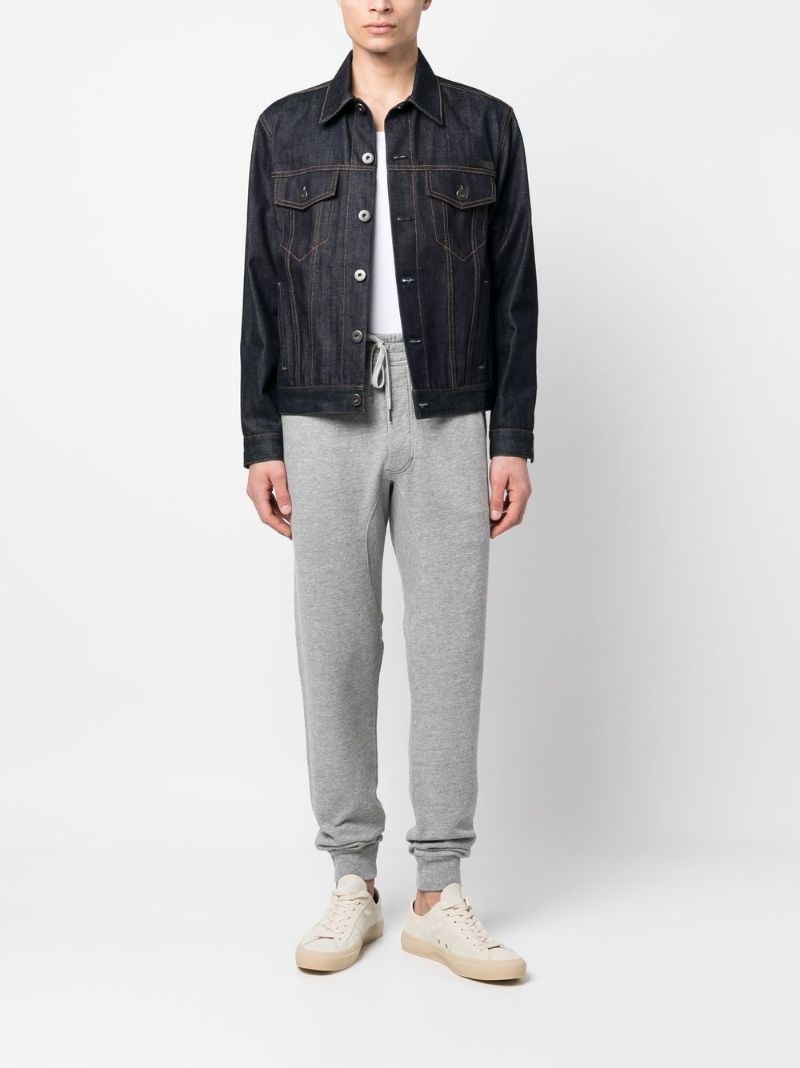 【送料&関税込】Tom Ford Drawstring Panelled Track Pants Cotton-blend velour track pants in blue - Tom Ford | Mytheresa