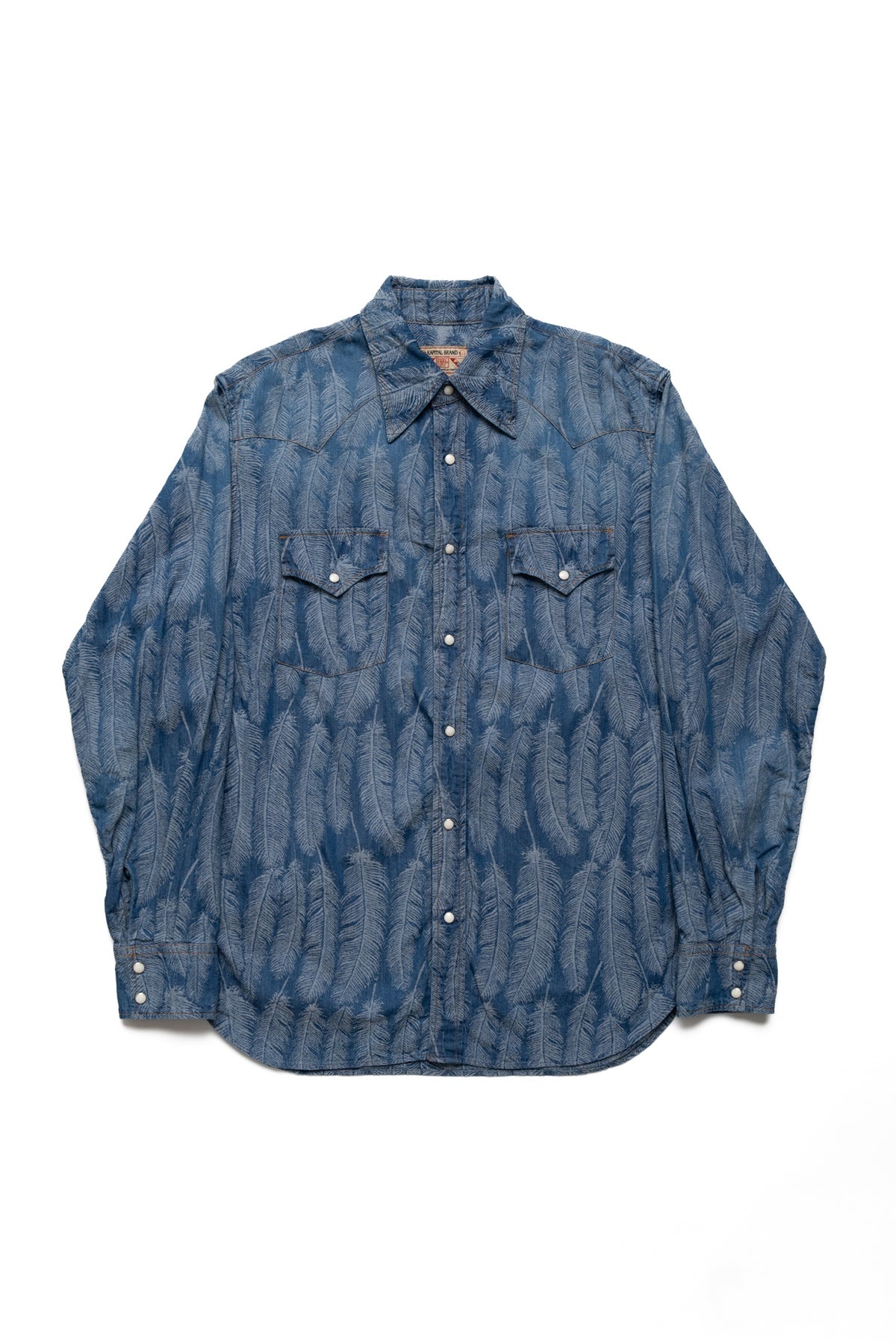 5oz MAGPIE Denim HUSKY Western Shirt - Light Indigo - 1