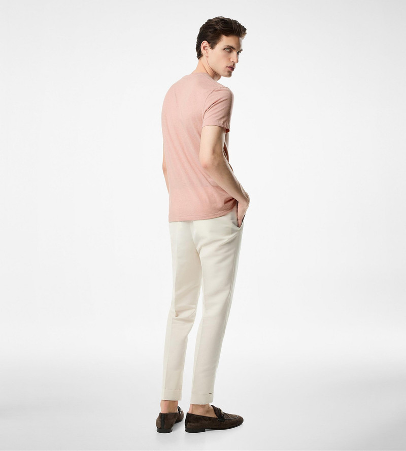 COTTON BLEND MELANGE CREW NECK T-SHIRT 3