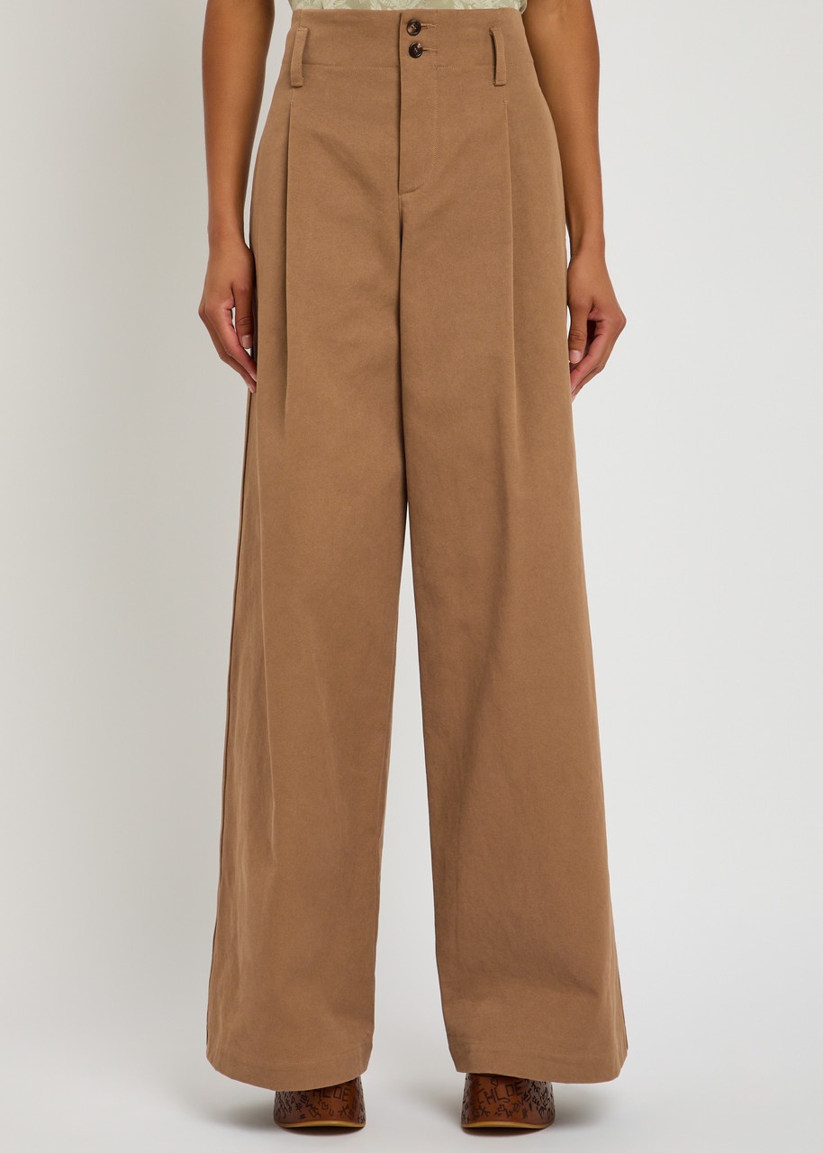 Chloe Wide-leg Canvas Trousers - 2