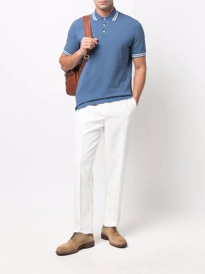 Brunello Cucinelli contrast-stripe polo shirt outlook