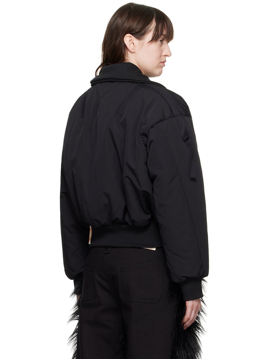 Black Padded Bomber Jacket - 3