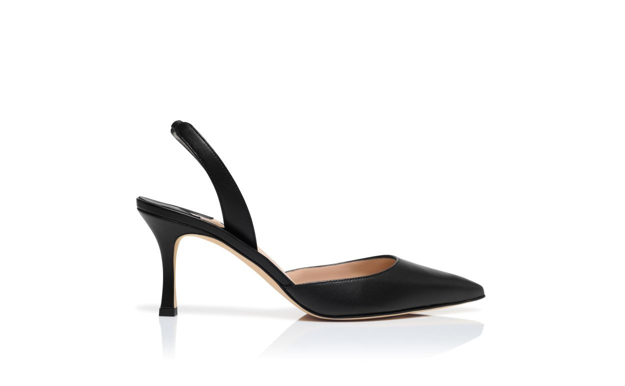 Black Nappa Leather Slingback Pumps - 3