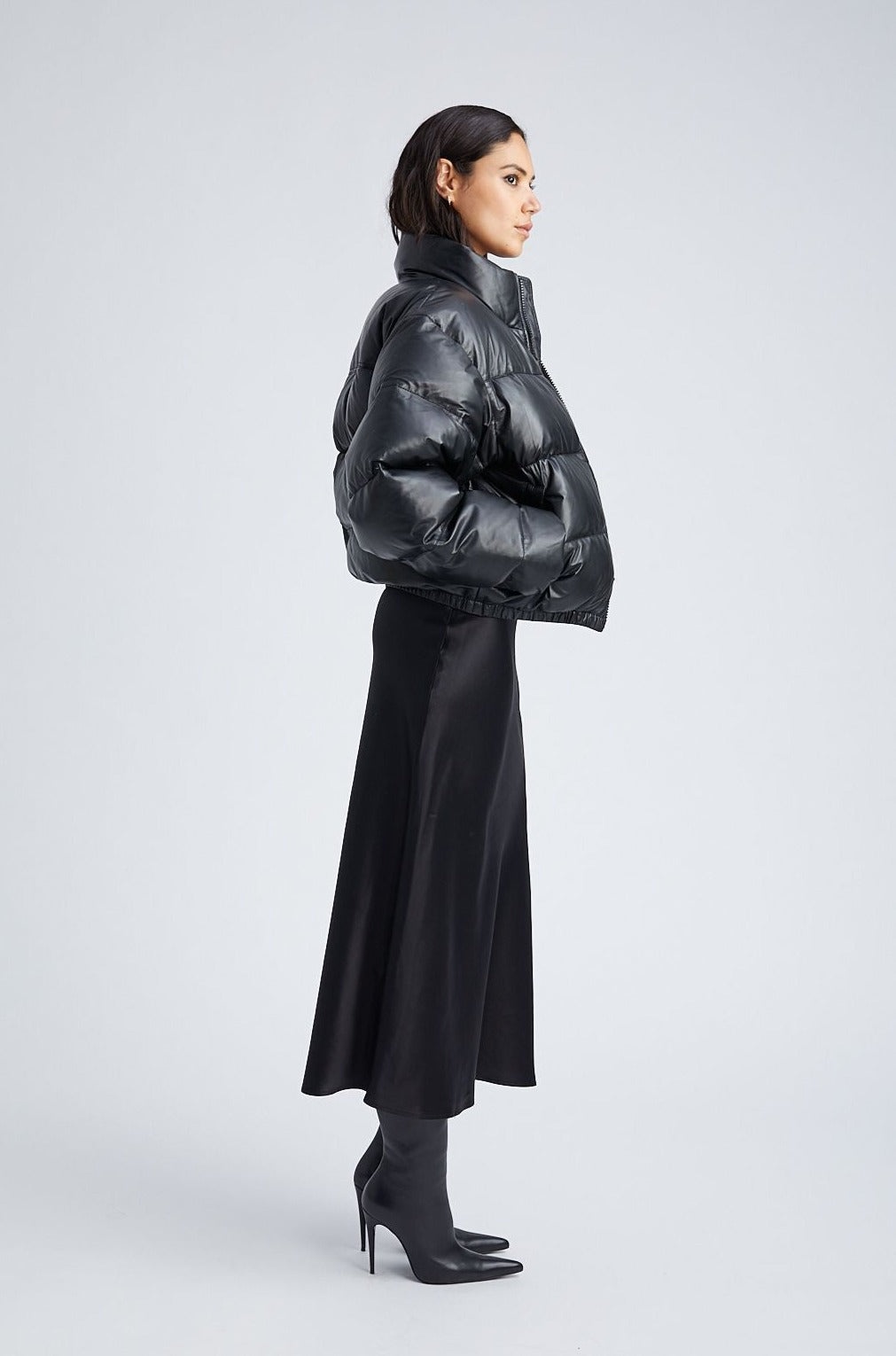 BLACK LEATHER PUFFER - 6