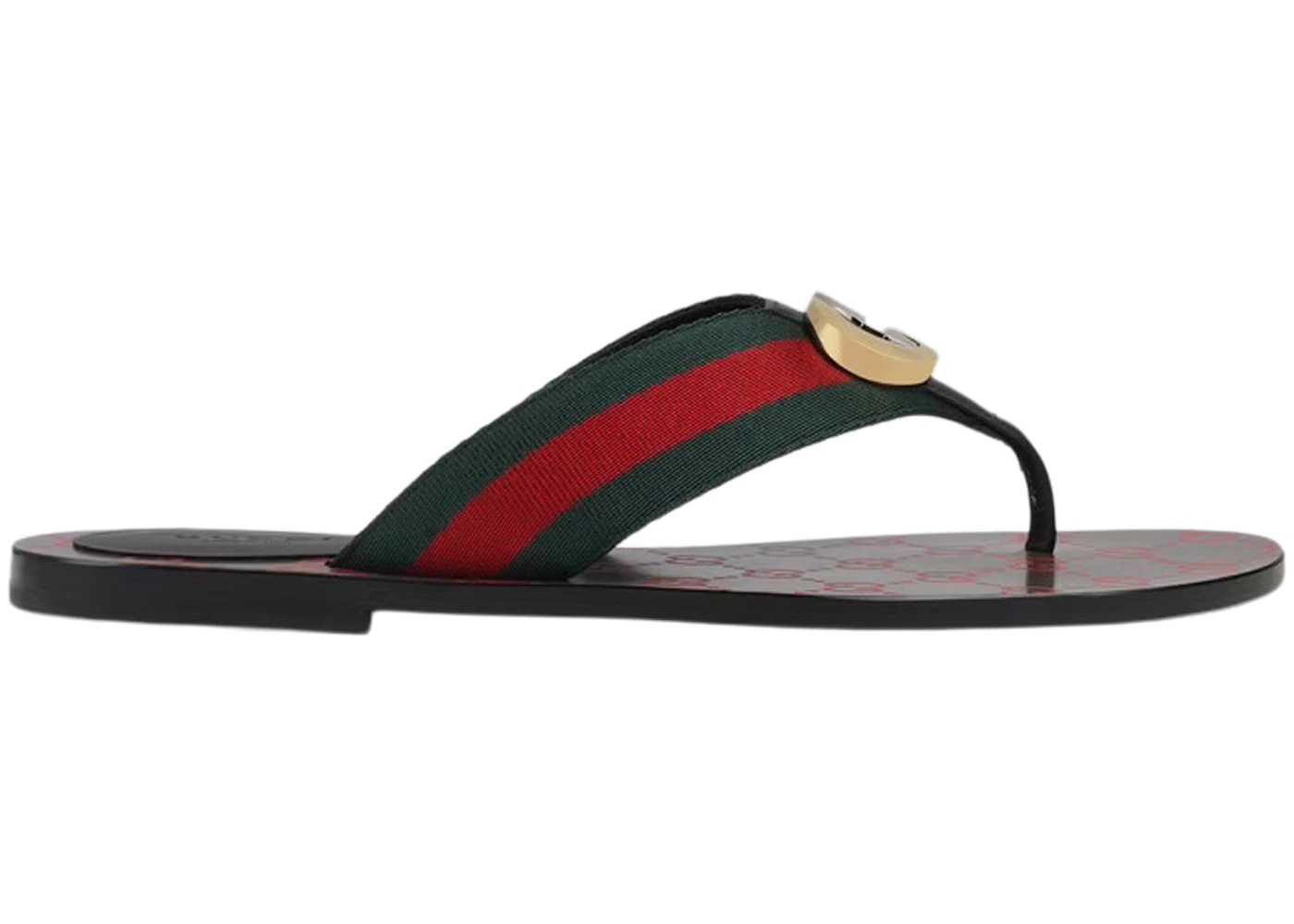 Gucci Web Thong Sandal Black Leather - 1
