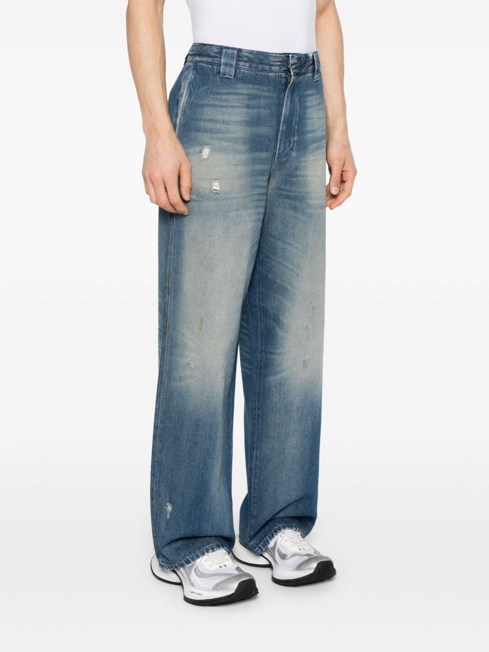 distressed straight-leg jeans - 3