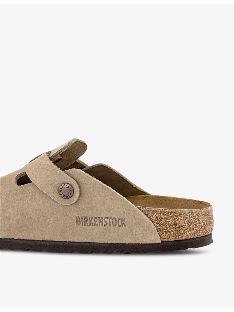 Boston logo-embossed suede clogs 5