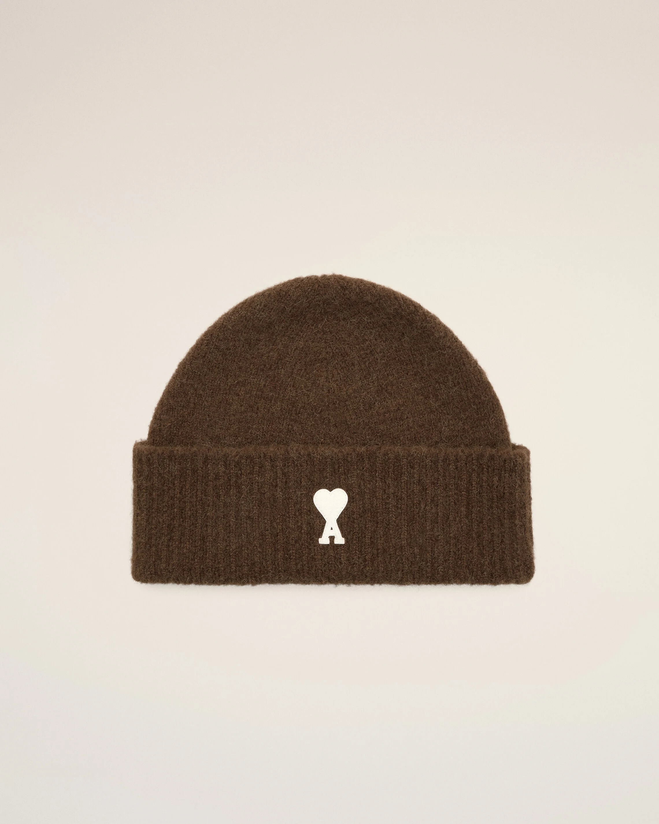 BROWN ALPACA BEANIE WITH AMI DE COEUR - 1
