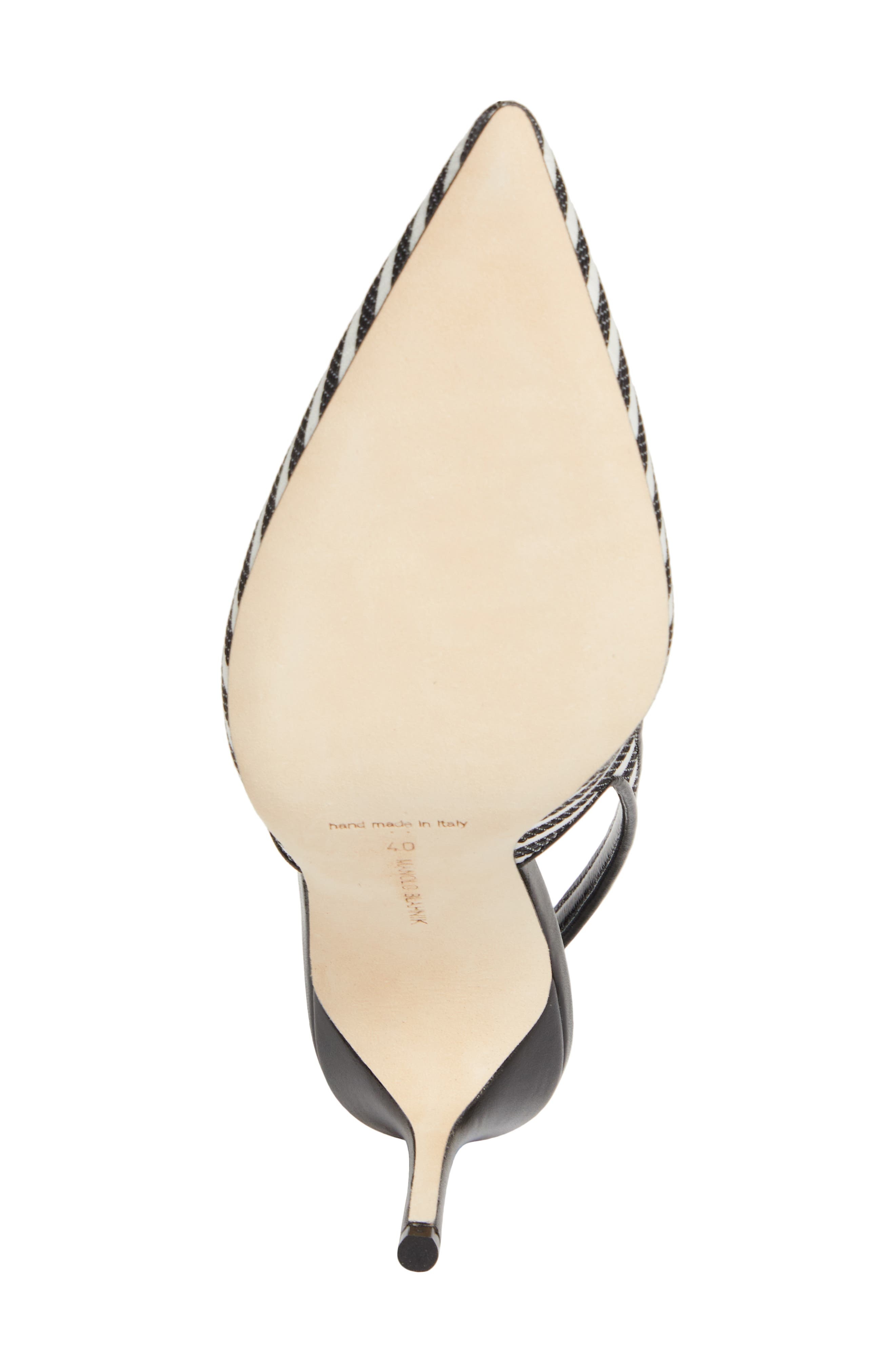 Manolo Blahnik Allurafia Stripe Slingback Pump in Ivory/Black at Nordstrom - 6