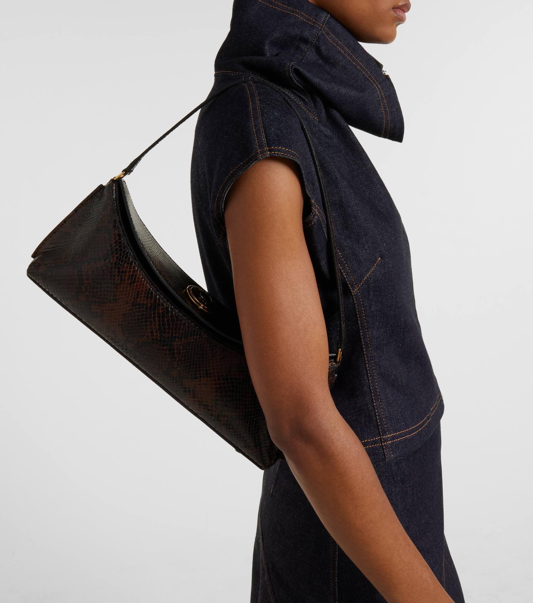 Calisso Small snake-effect shoulder bag - 6