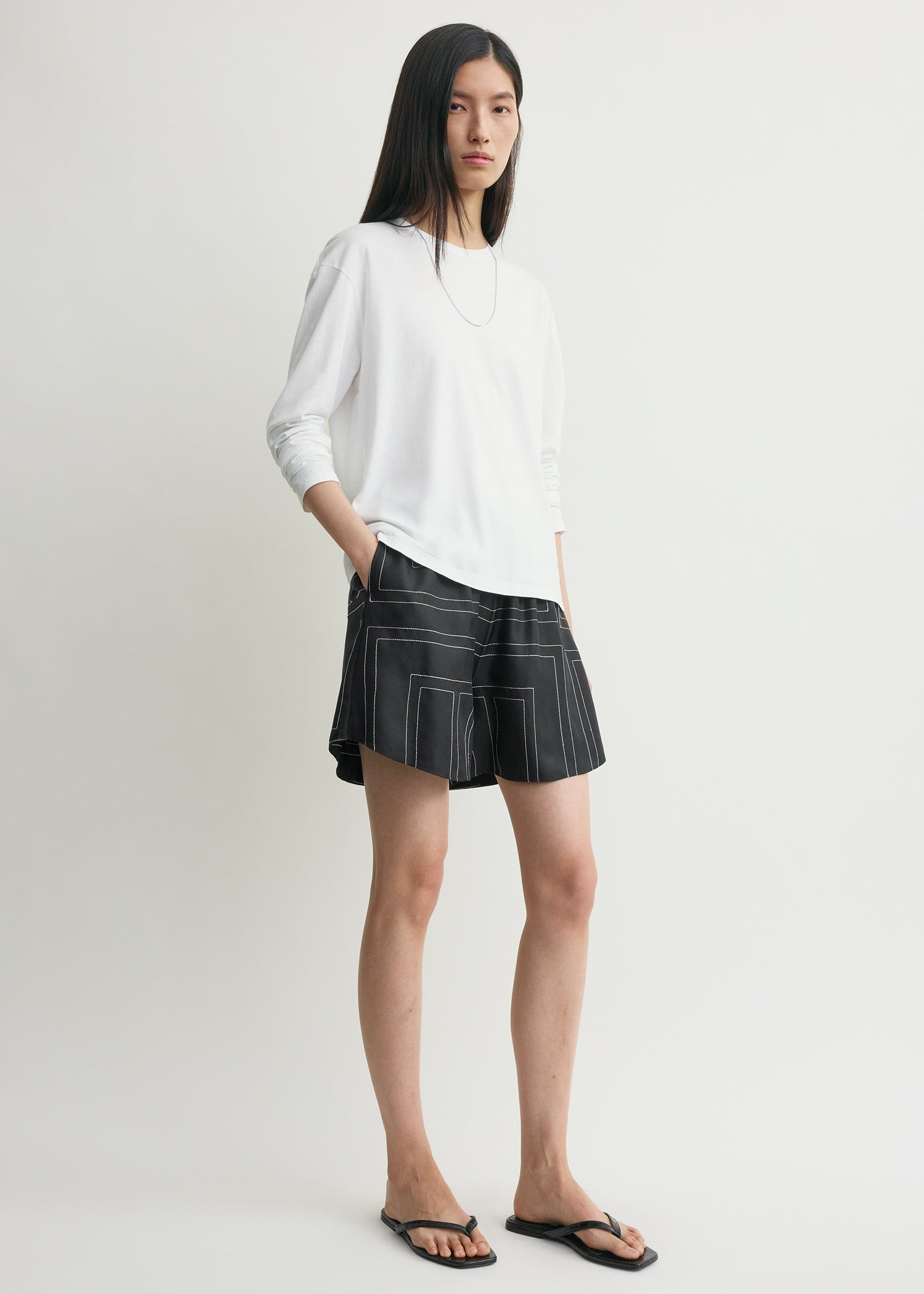 Monogram silk pj shorts black - 3