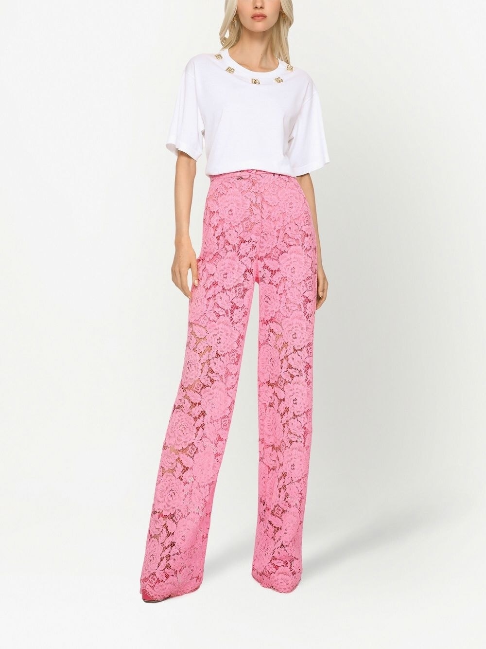 floral lace tailored trousers - 3