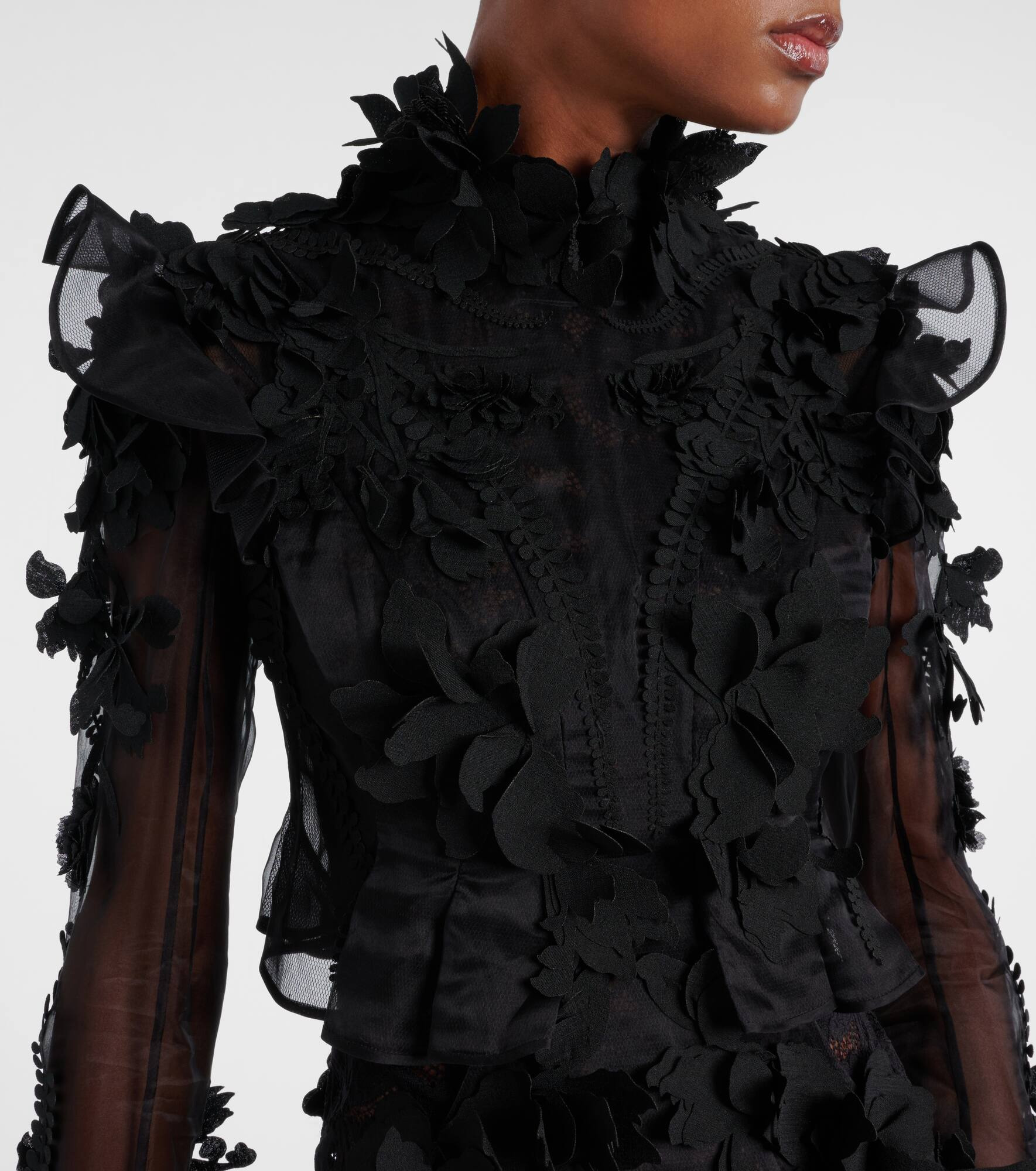 Hypnotic applique silk organza gown - 4