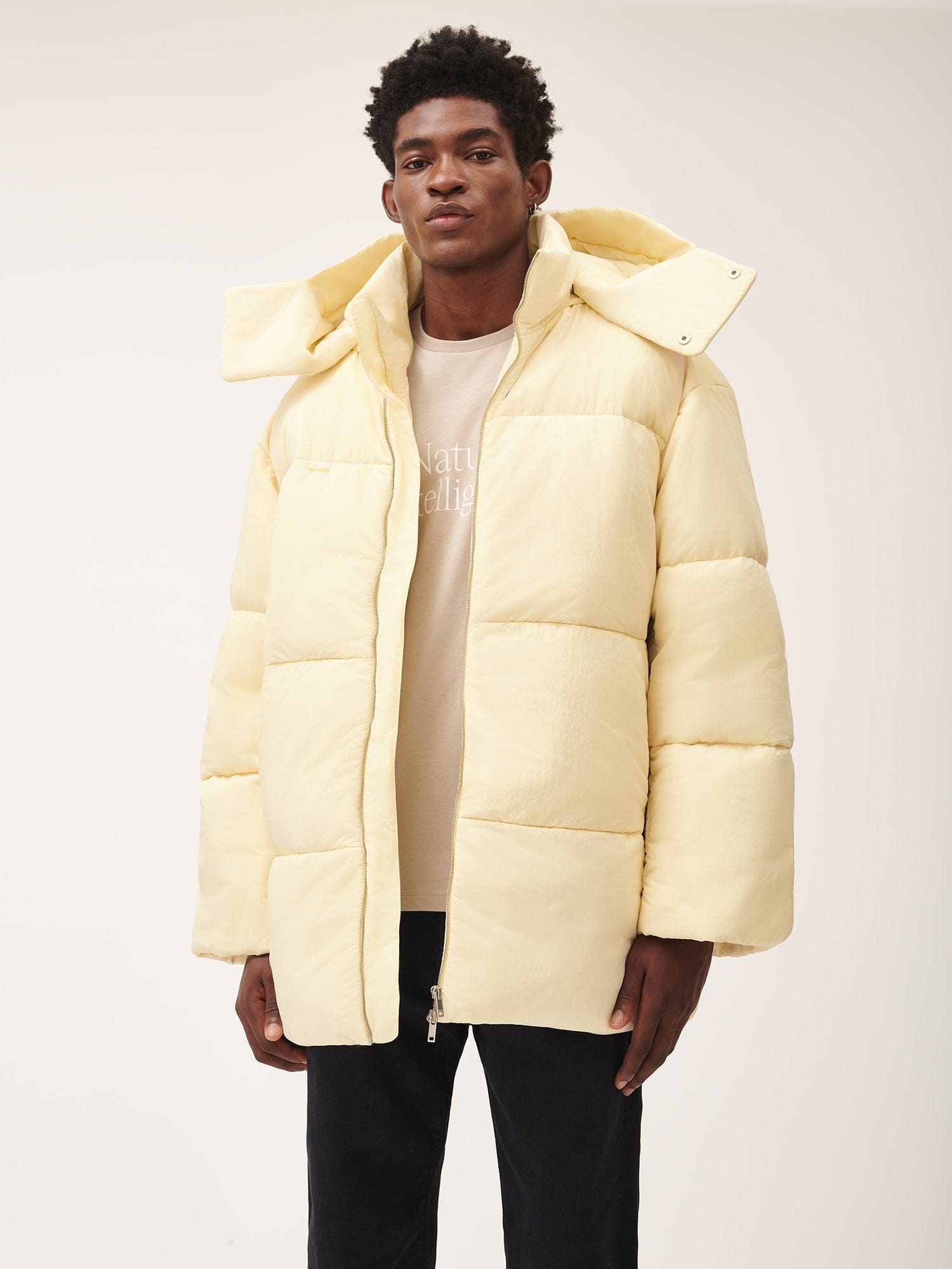 Mens Flower-Warmth Recycled Nylon Long Puffer - Rind Yellow - 4