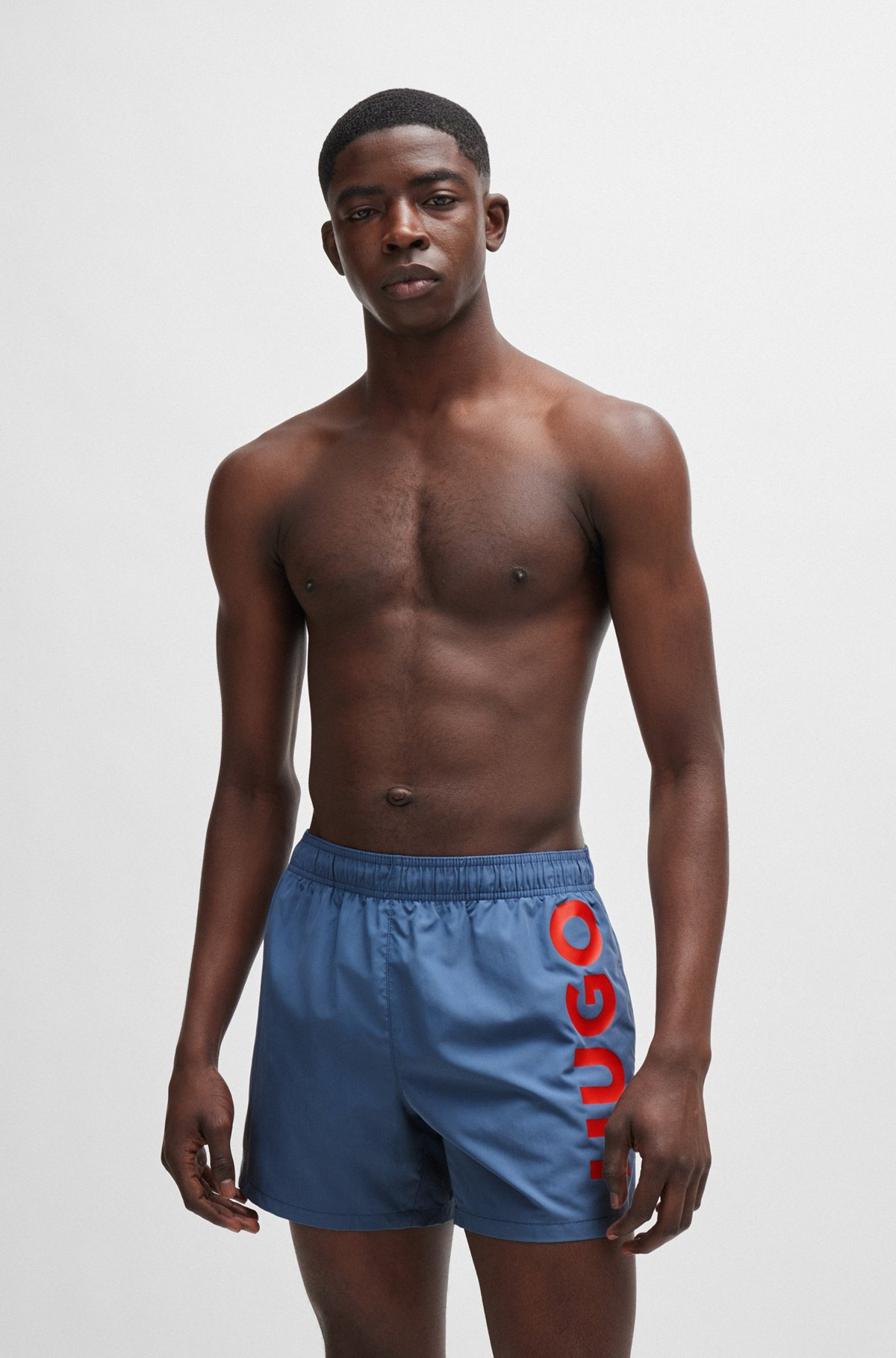FULLY LINED SWIM SHORTS WITH VERTICAL LOGO - 2