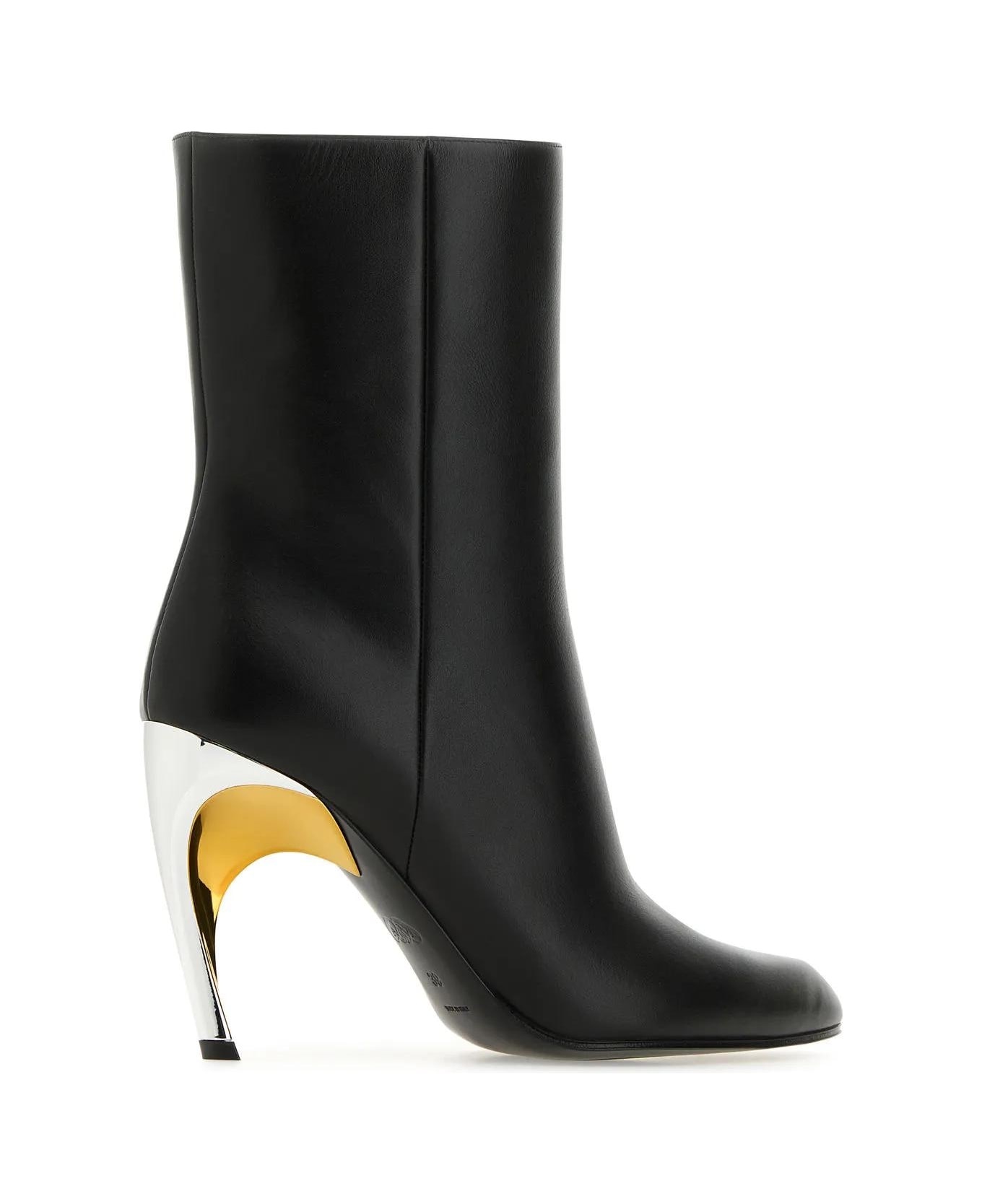 Black Leather Armadillo Ankle Boots - 3