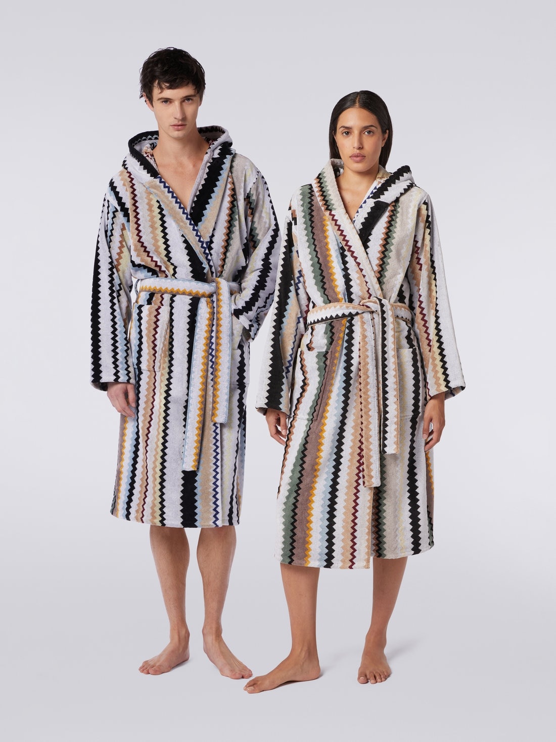 Long Curt chevron cotton terry hooded bathrobe - 2