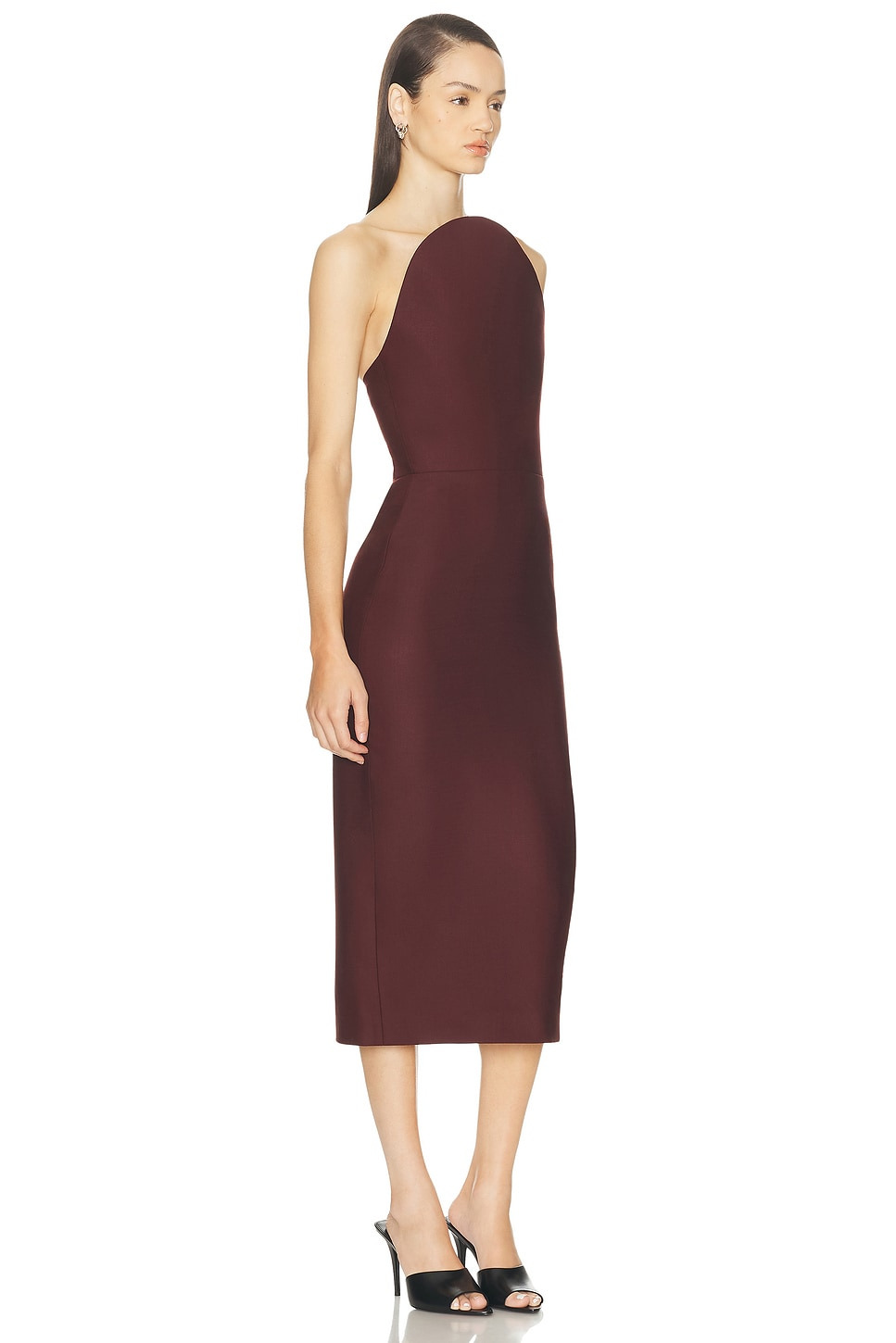 Asymmetric Cut Strapless Midi Dress - 2