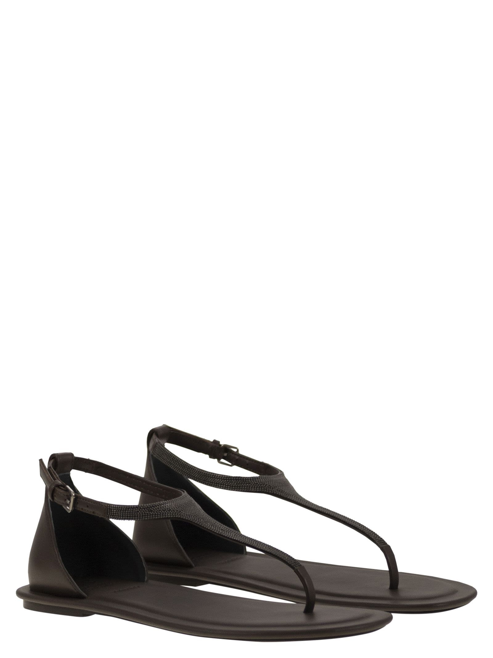 Brunello Cucinelli Women Nappa Leather Sandals With Precious Strap - 4