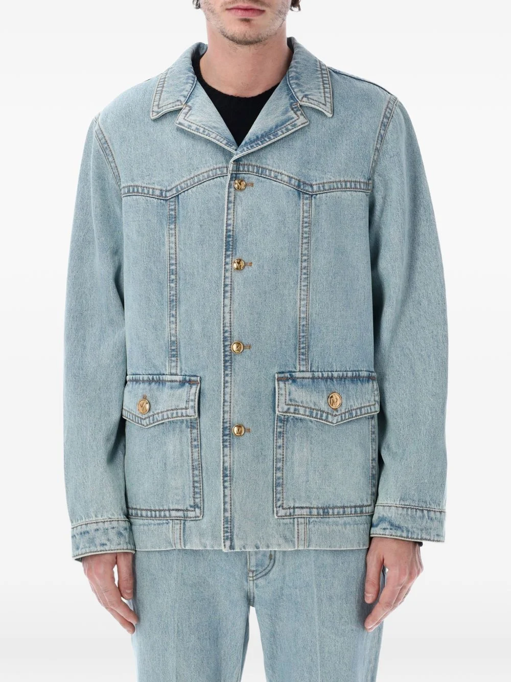 flap-pocket denim jacket - 1