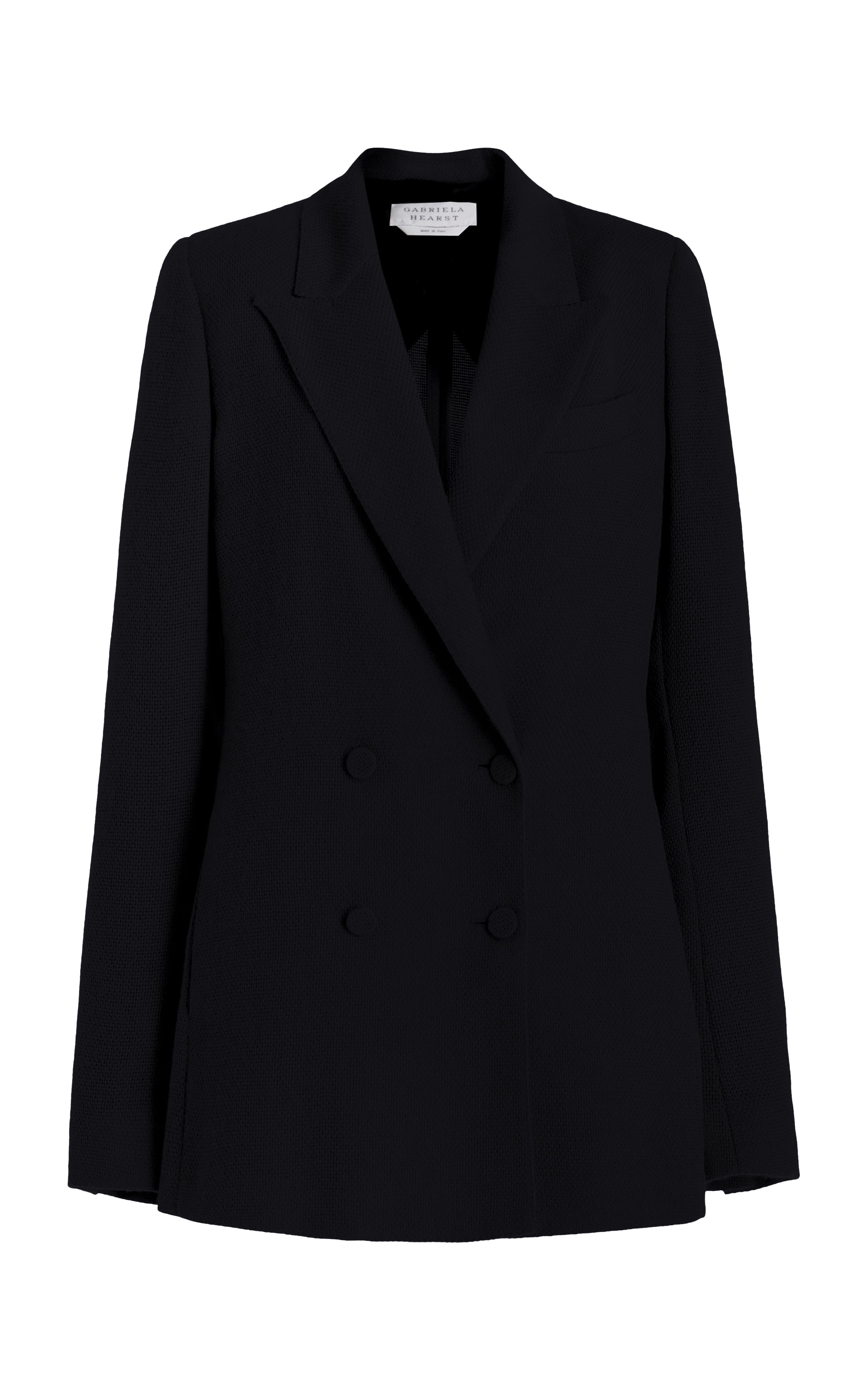 Damus Blazer in Black Silk Wool Cady - 1