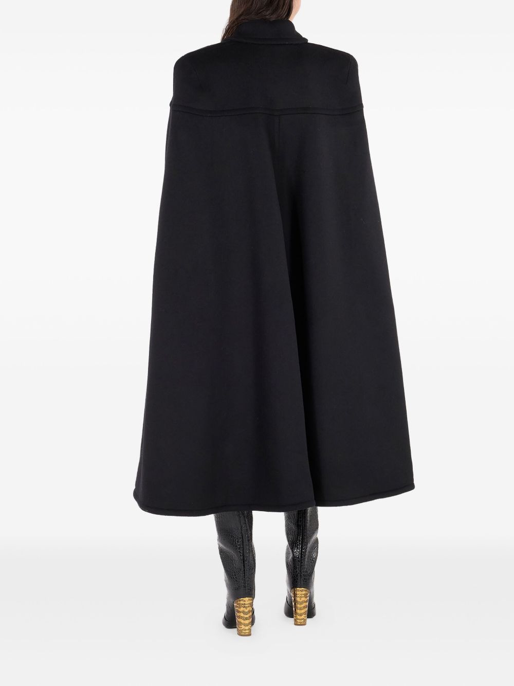 zip-front shoulder-padded cape - 4