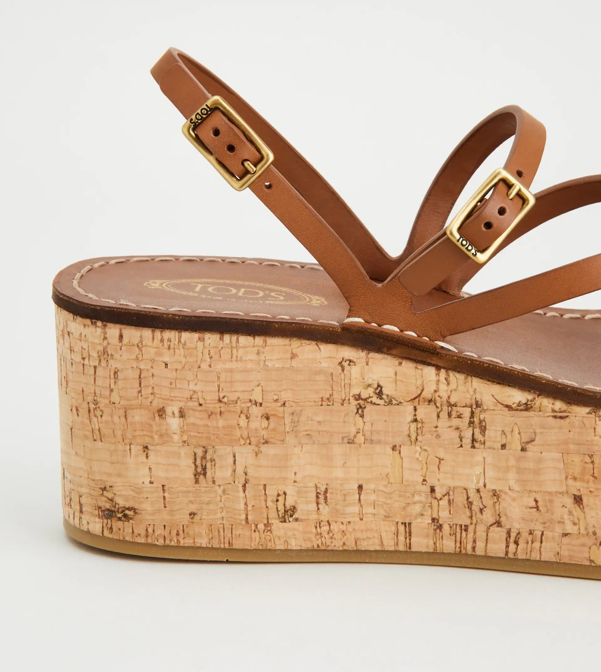 WEDGE SANDALS IN LEATHER - BROWN - 6