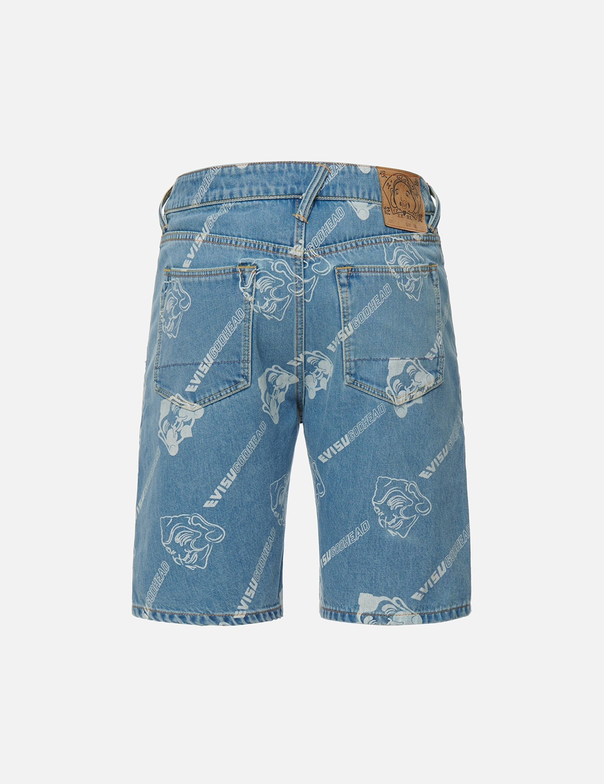 ALLOVER GODHEAD DISCHARGE PRINT DENIM SHORTS - 2