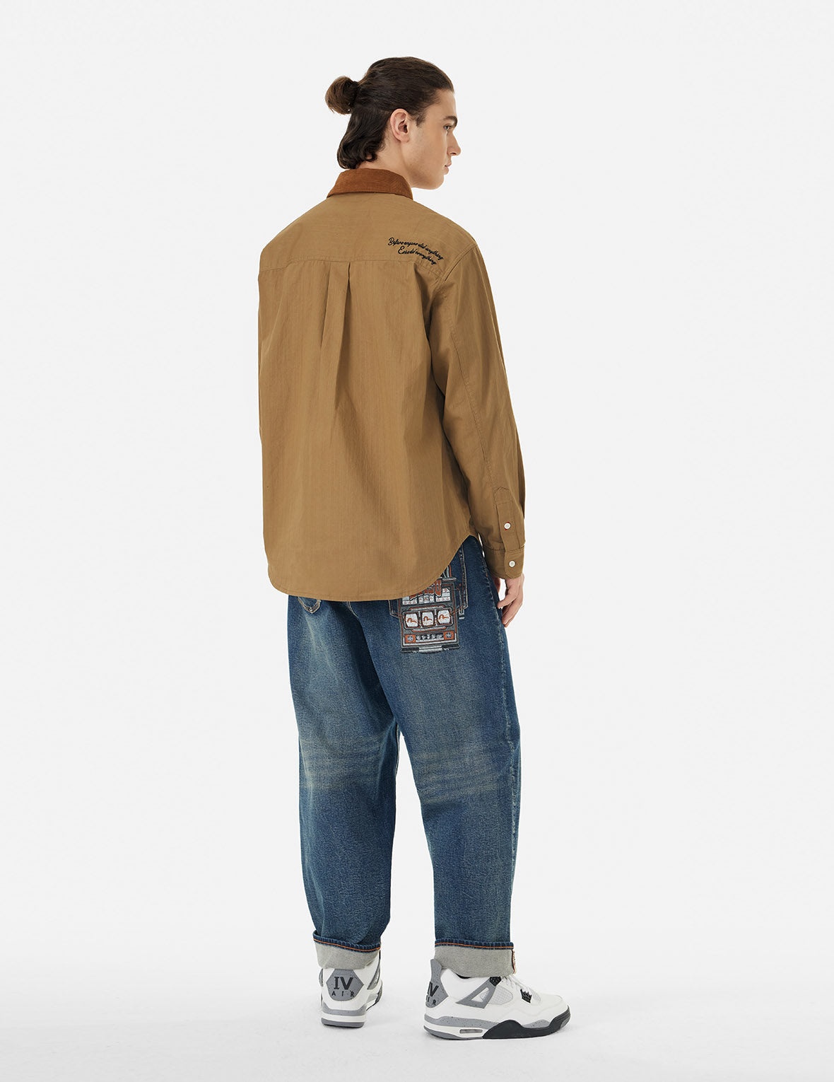 Logo Embroidery and Multi-Pocket Relax Fit Long Sleeve Shirt - 4