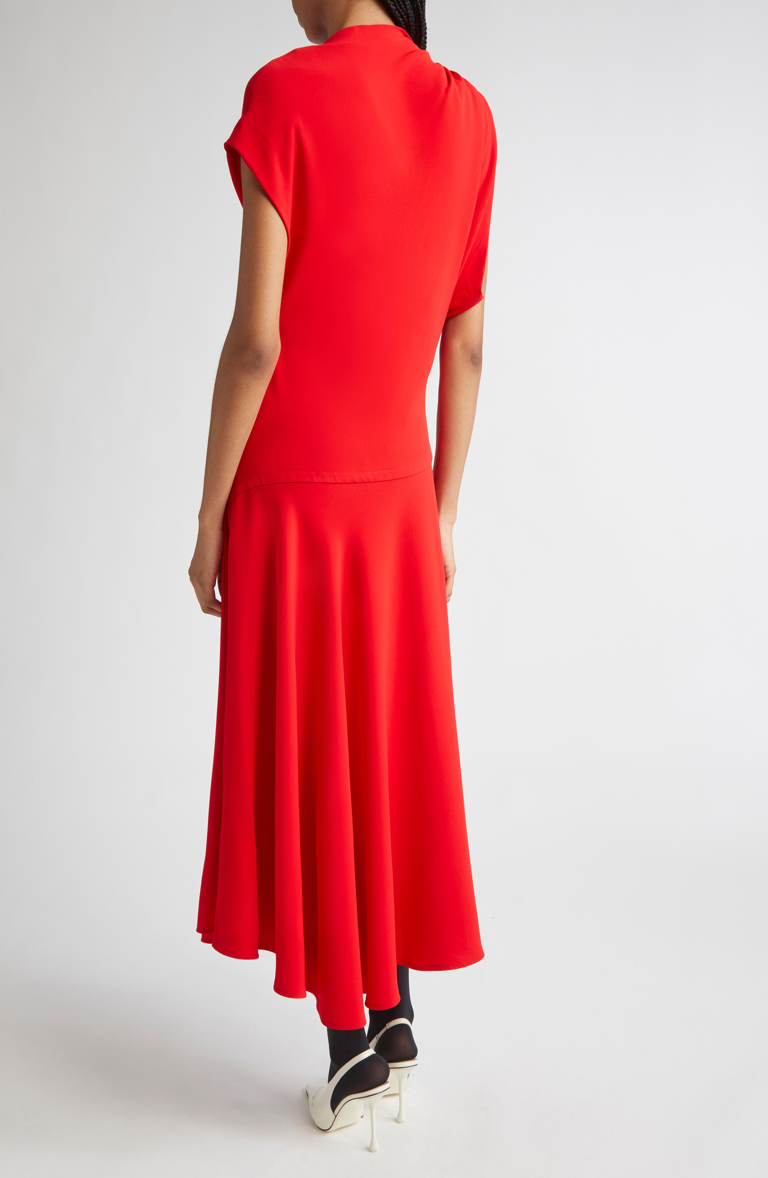 Proenza Schouler Rue Asymmetric Matte Crepe Dress in Red at Nordstrom - 2