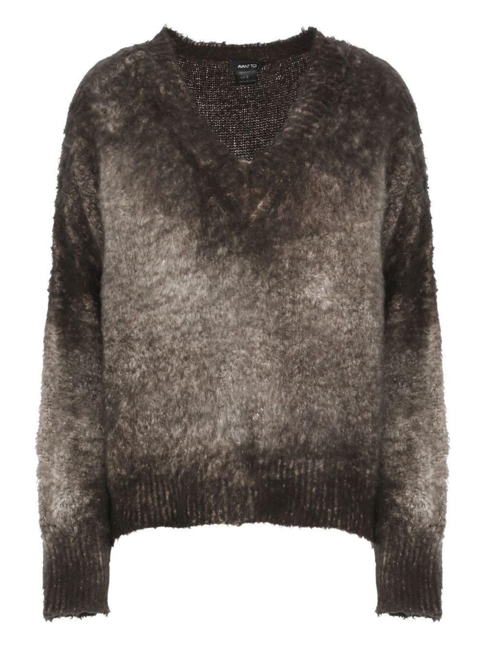 V-neck brushed sweater - 1