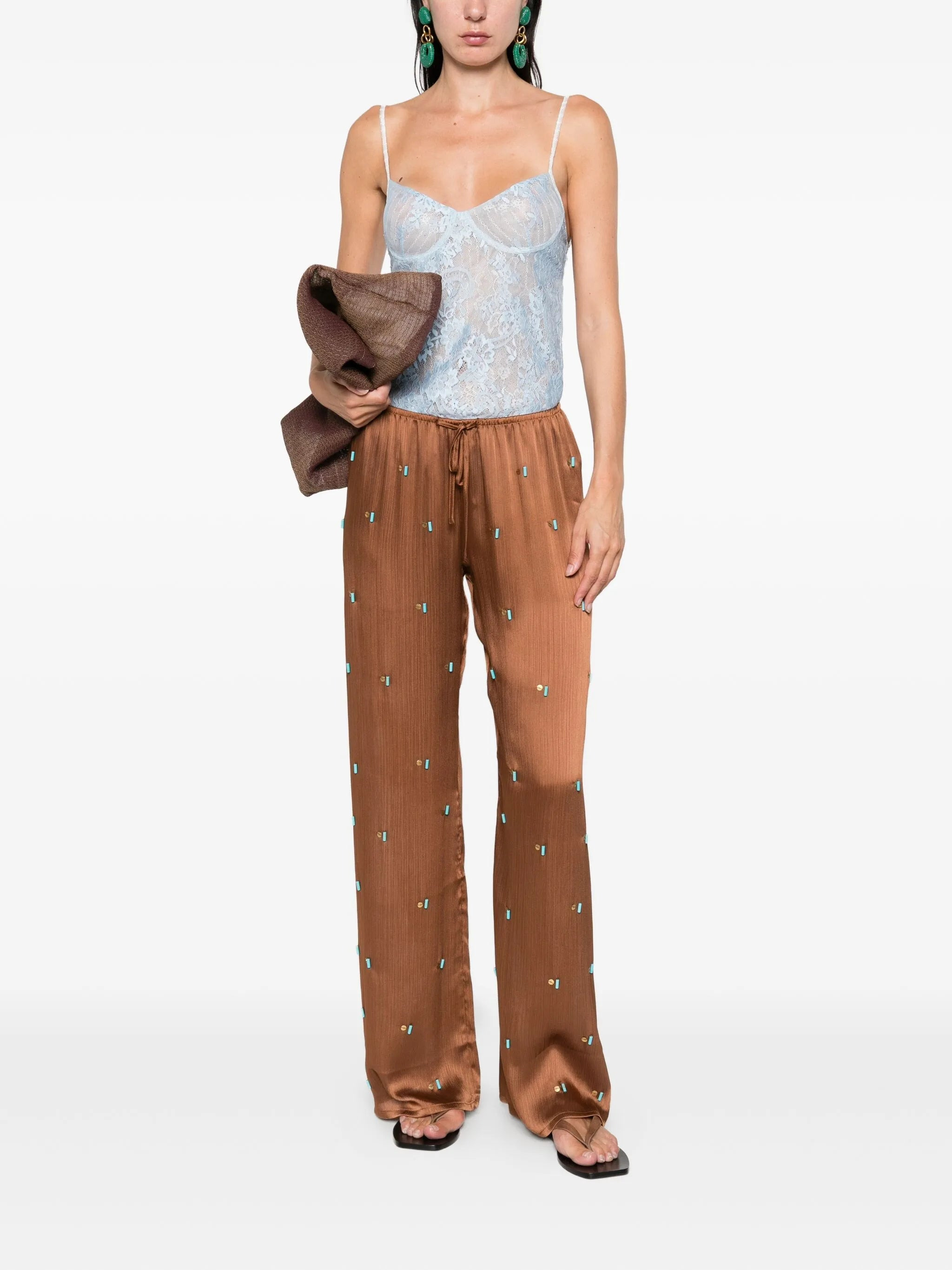 Siedres Manoce Embellished Drawstring Trousers - 4