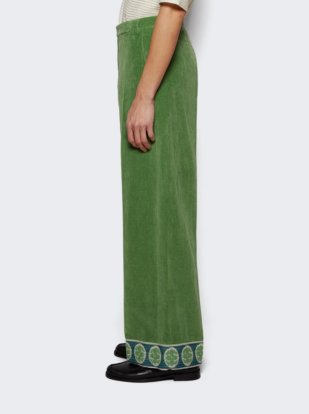 Washed Velvet Trousers Laurel Green - 4