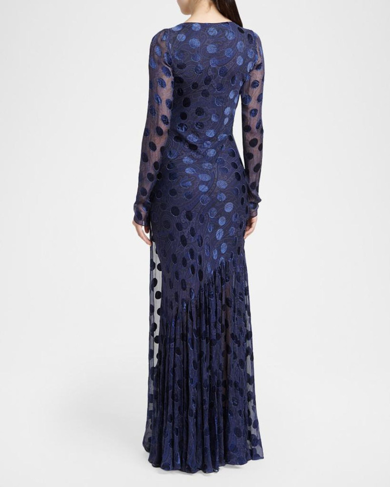 Silk Semi-Sheer Polka Dot Long Dress 3