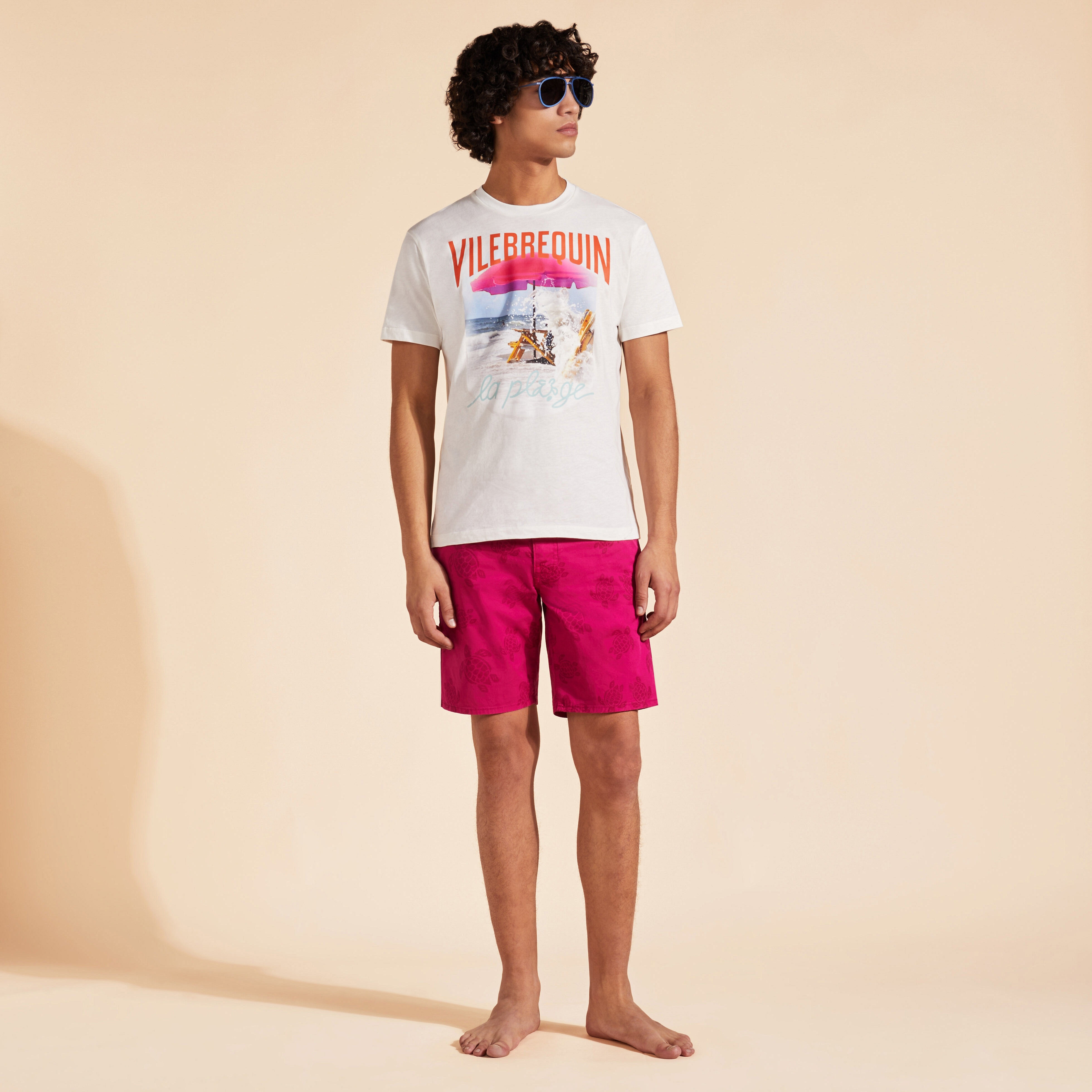 Men Cotton T-Shirt Wave on VBQ Beach - 5